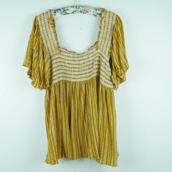 Davi & Dani 3XL Top Peasant Popover Smocked Square Neck Milkmaid Flutter Sleeve - Picture 9 of 9